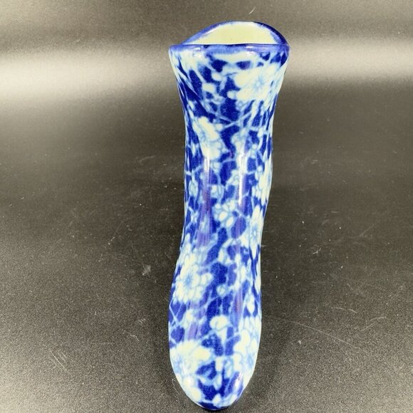 Vintage Victorian Era Inspired Ceramic Boot Shoe Planter Small Vase Floral Blue - Picture 11 of 13
